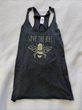 Save The Bees Graphic Tank Top - Charcoal